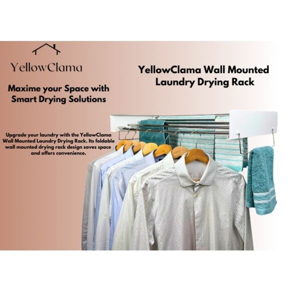 Clothes Drying Rack, Wall Mounted 31.5"L x 15.7"W x 4.1"H, White by YellowClama - Picture 7 of 9